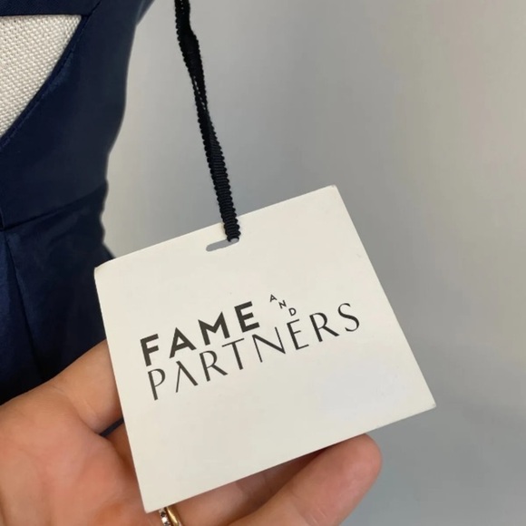 NWT Fame And Partners Maxi Dress Size 2 Navy Blue Cutout Caged Back Formal Gown - Picture 8 of 11